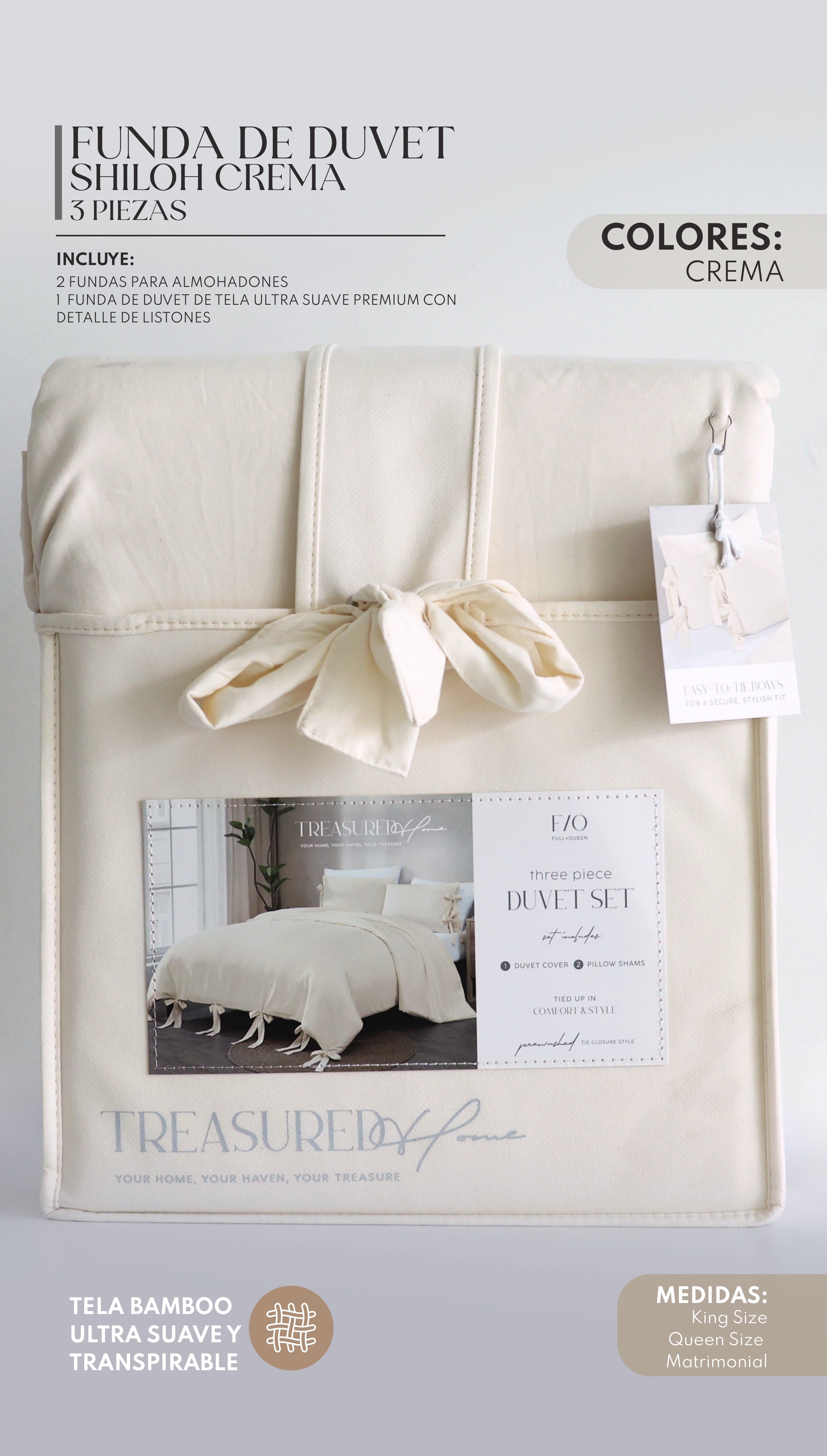 Funda de Duvet Shiloh Cream – Set de 3 Piezas
