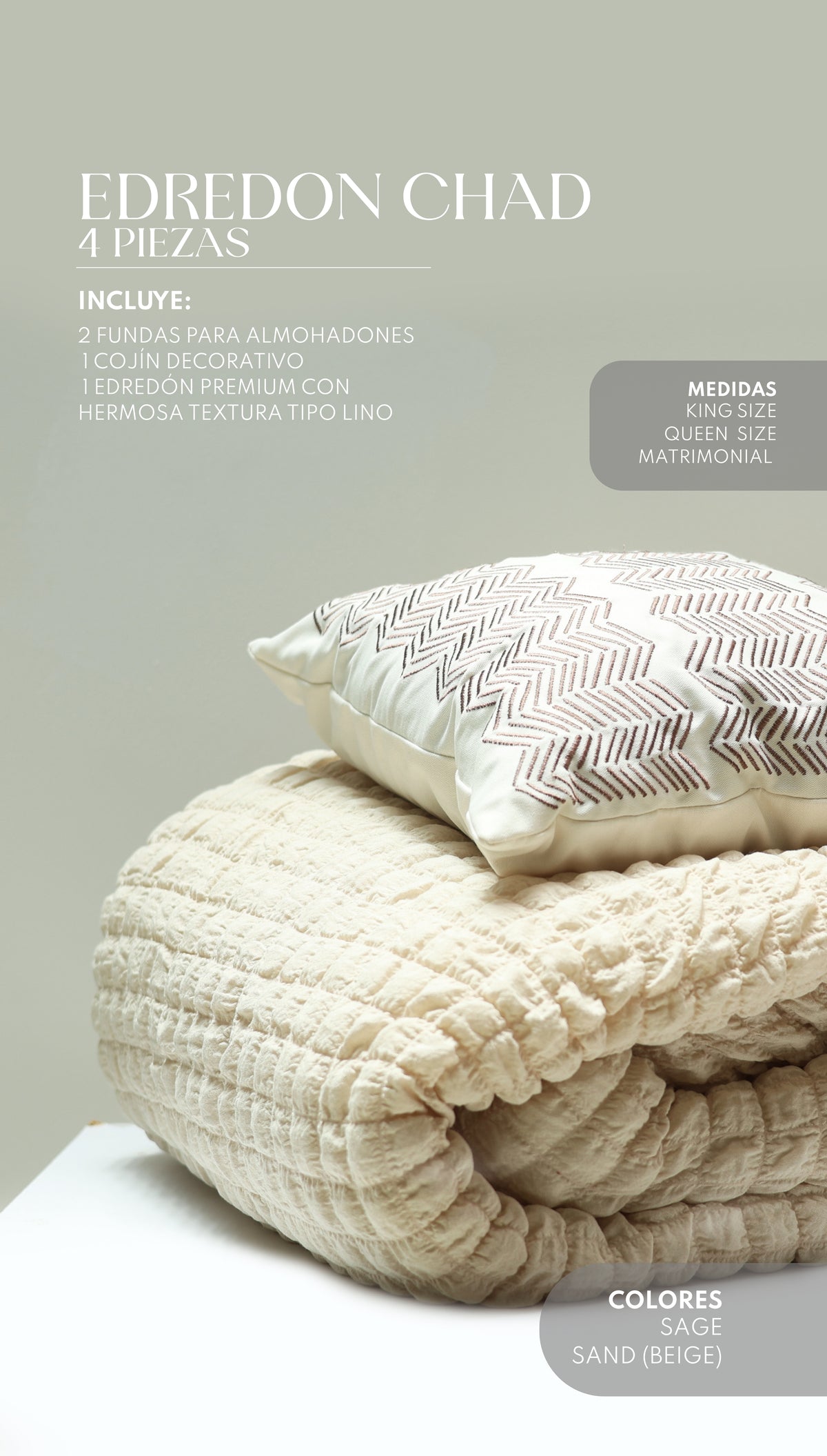 Edredón Chad – Set Premium de 4 Piezas