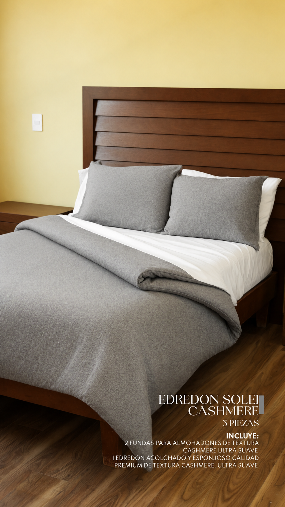 Edredón Solei Cashmere – Set Premium de 3 Piezas