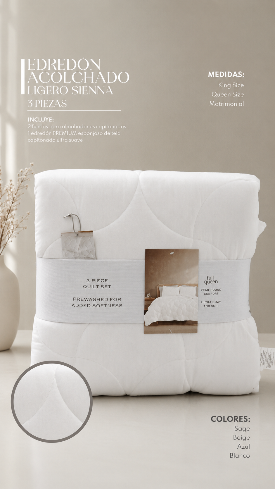 Edredón Ligero Sienna – Set Premium de 3 Piezas
