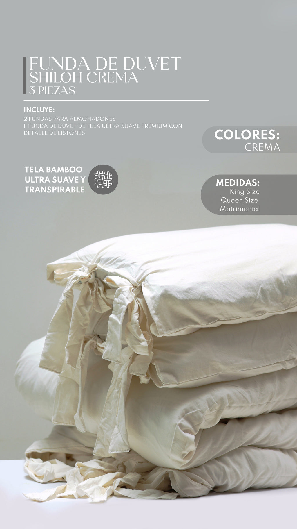 Funda de Duvet Shiloh Cream – Set de 3 Piezas