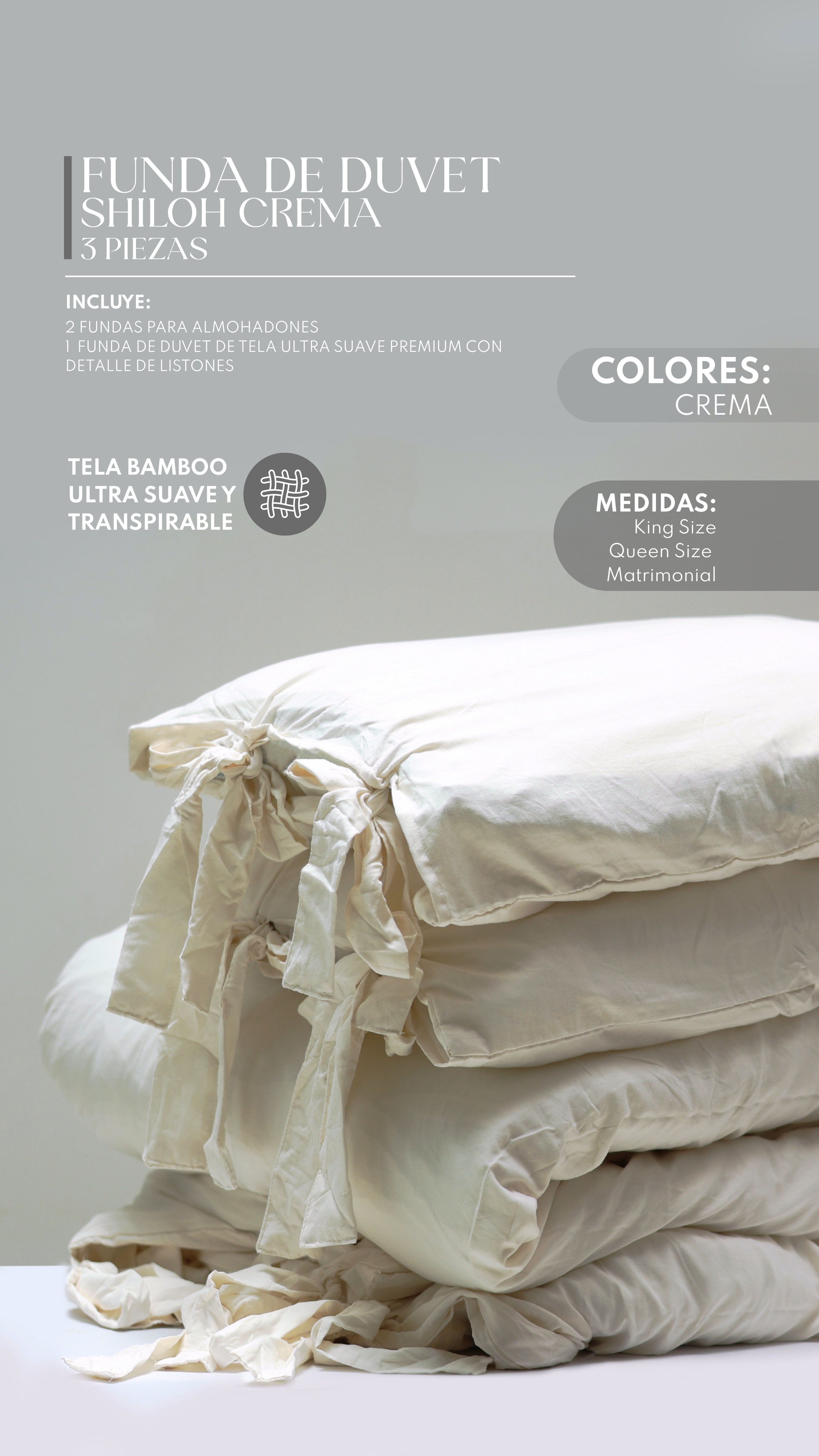 Funda de Duvet Shiloh Cream – Set de 3 Piezas