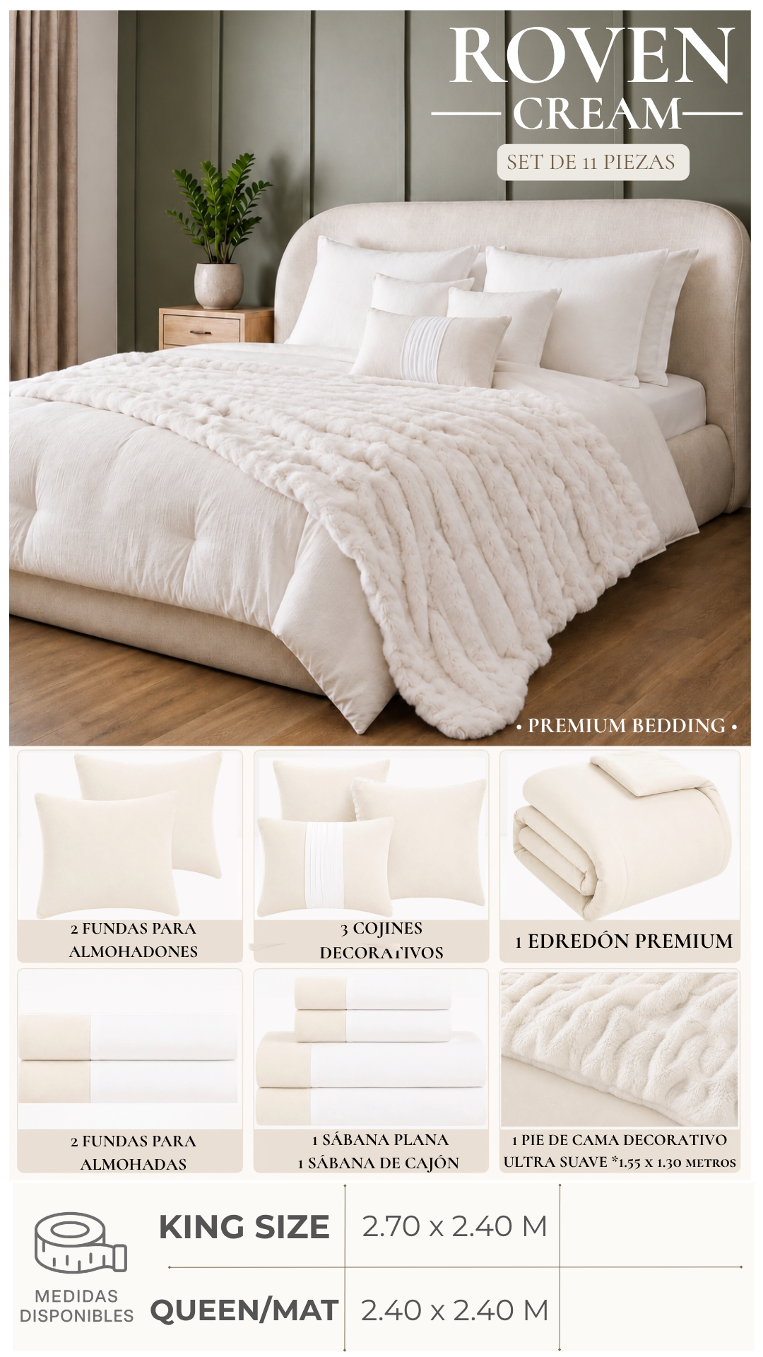Edredón Roven – Set Premium de 11 Piezas