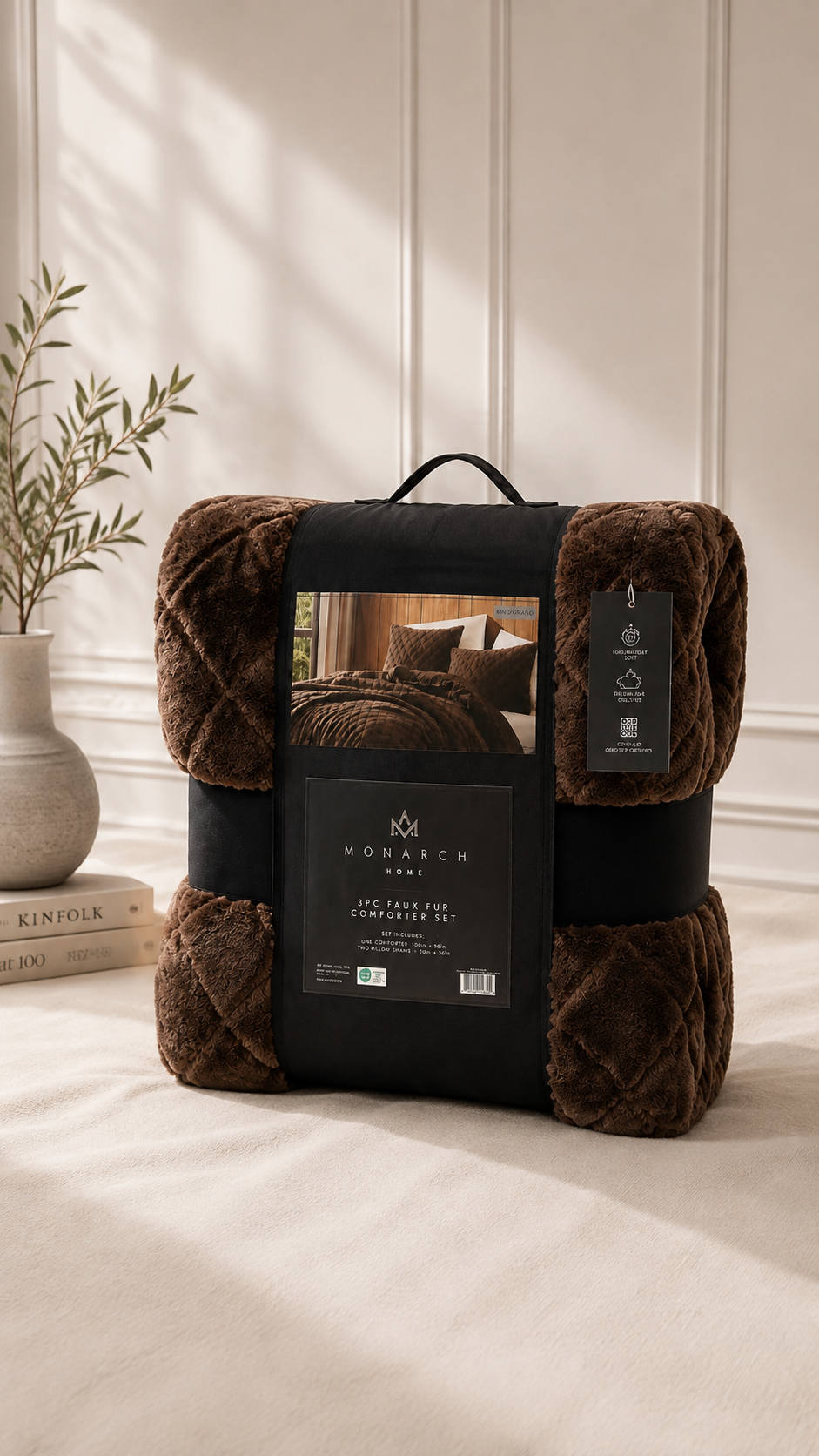 Edredón Kelce Pelo Alto Mink  – Set Premium de 3 Piezas