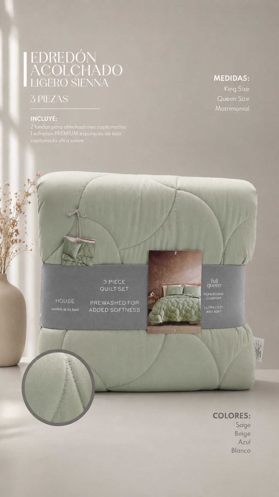 Edredón Ligero Sienna – Set Premium de 3 Piezas