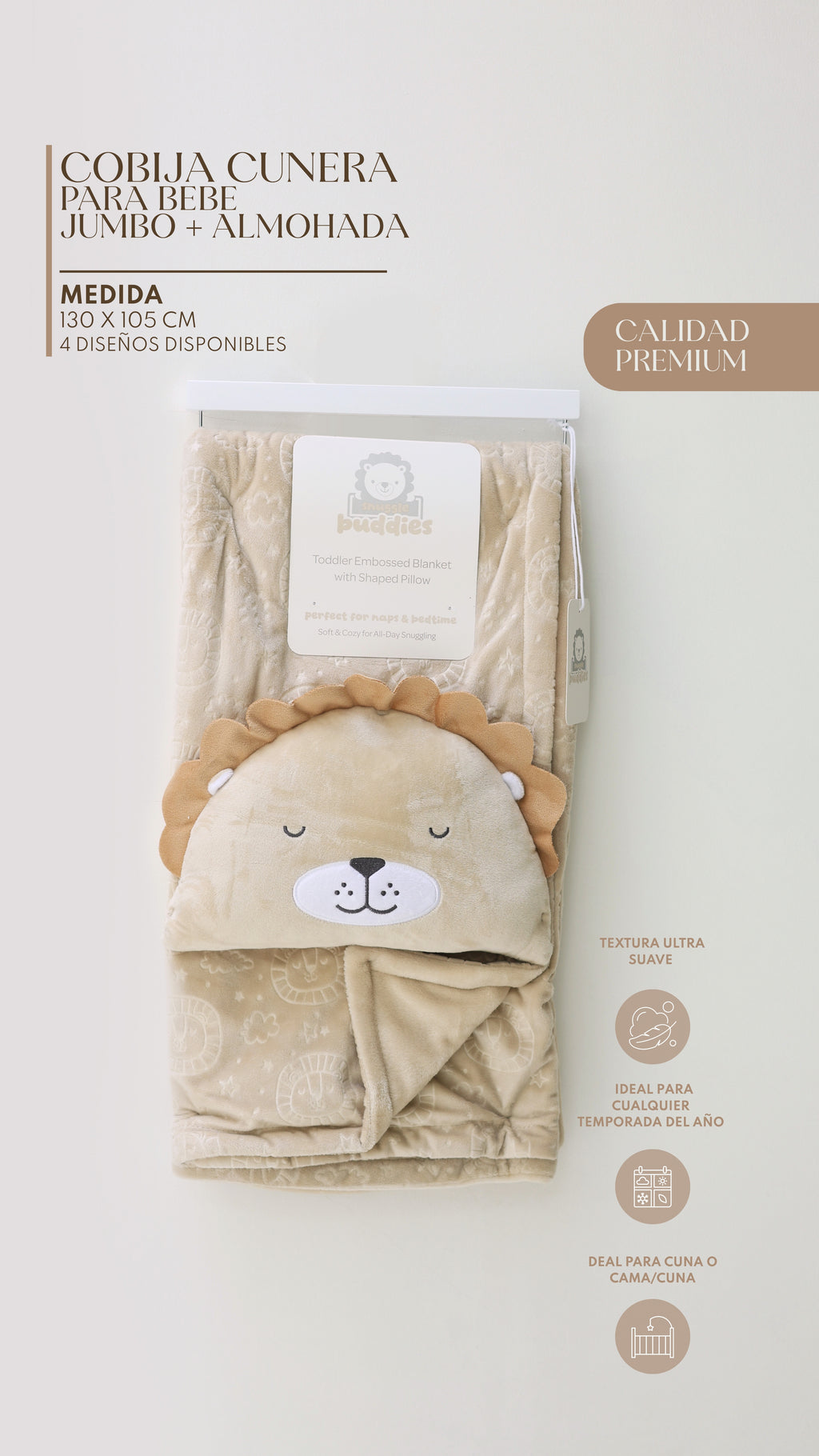 Cobija Cunera Jumbo para Bebé + Almohada – Set de 2 Piezas