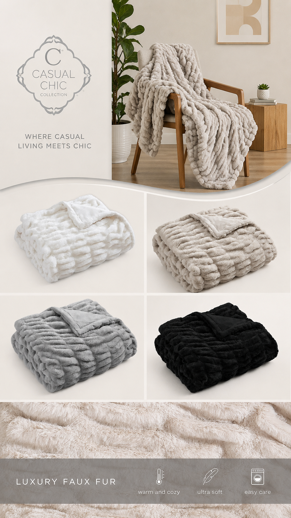 Pie de Cama Lapin – Textura Ultra Suave / Manta Decorativa