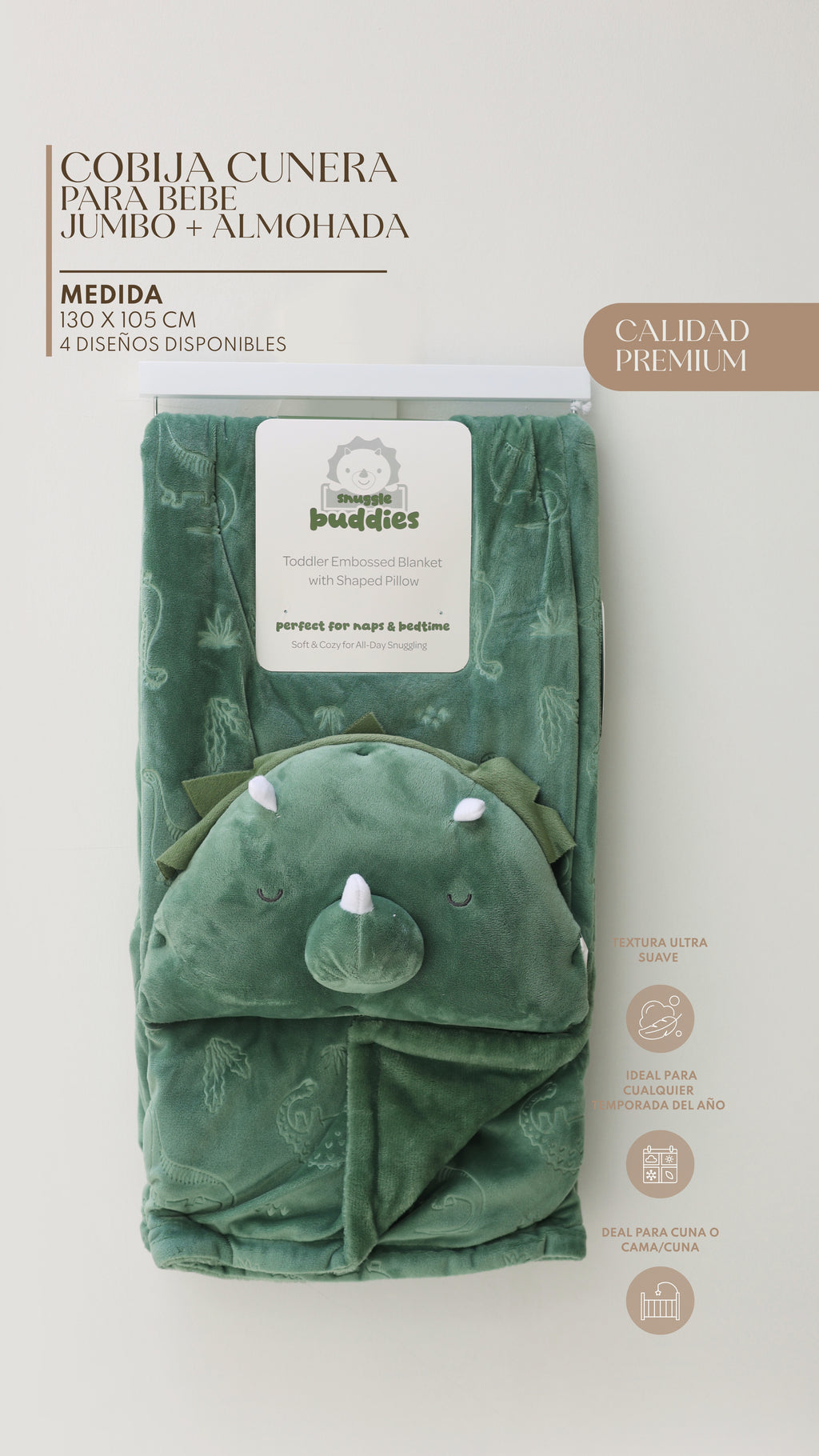 Cobija Cunera Jumbo para Bebé + Almohada – Set de 2 Piezas