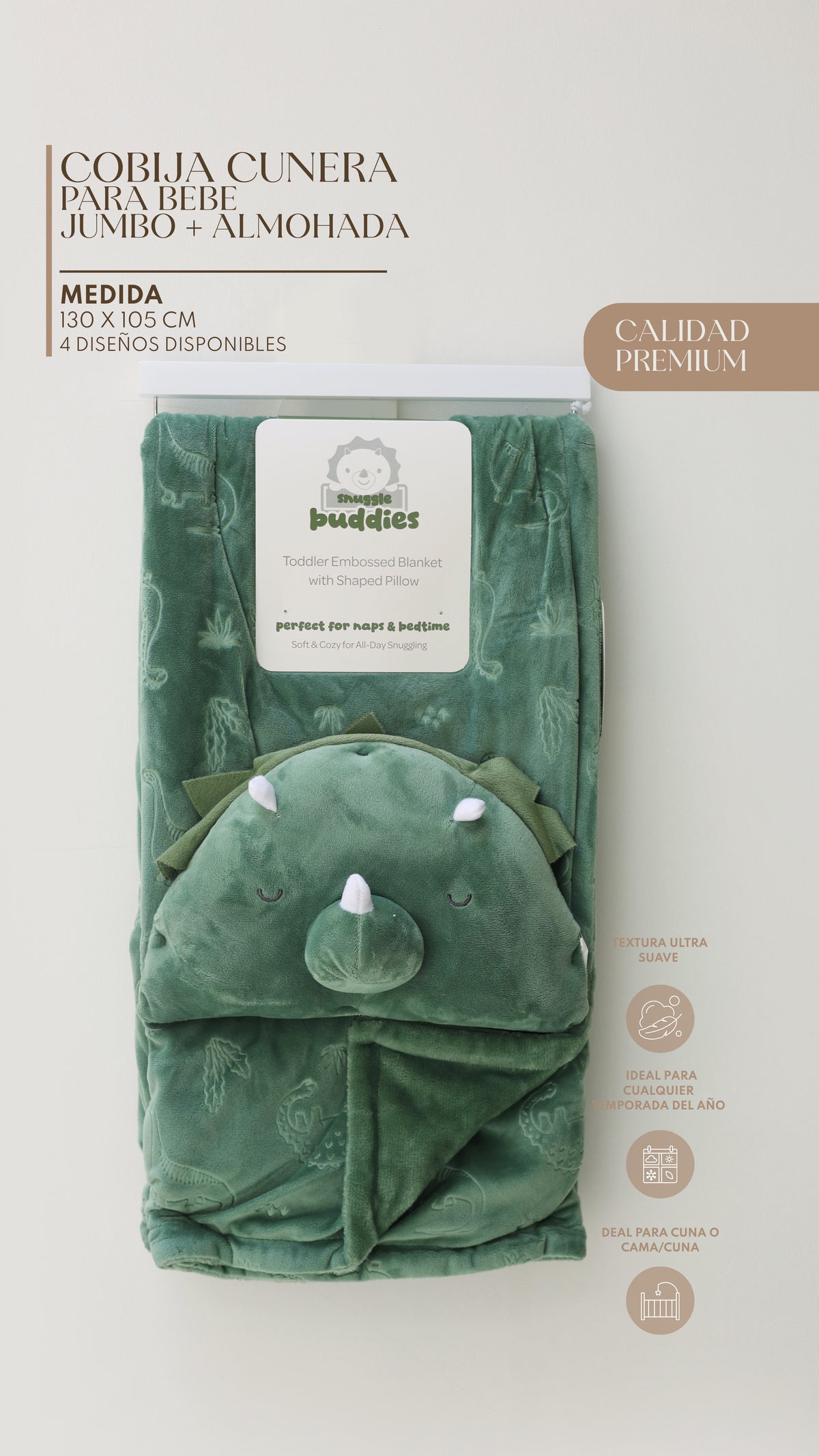Cobija Cunera Jumbo para Bebé + Almohada – Set de 2 Piezas