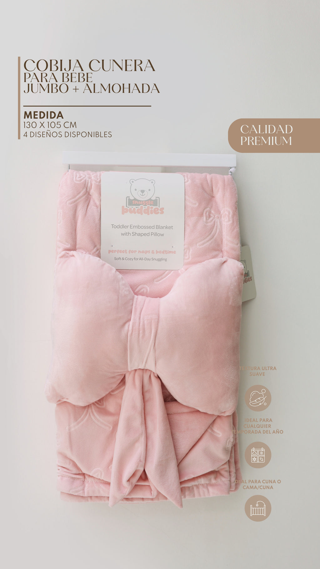 Cobija Cunera Jumbo para Bebé + Almohada – Set de 2 Piezas
