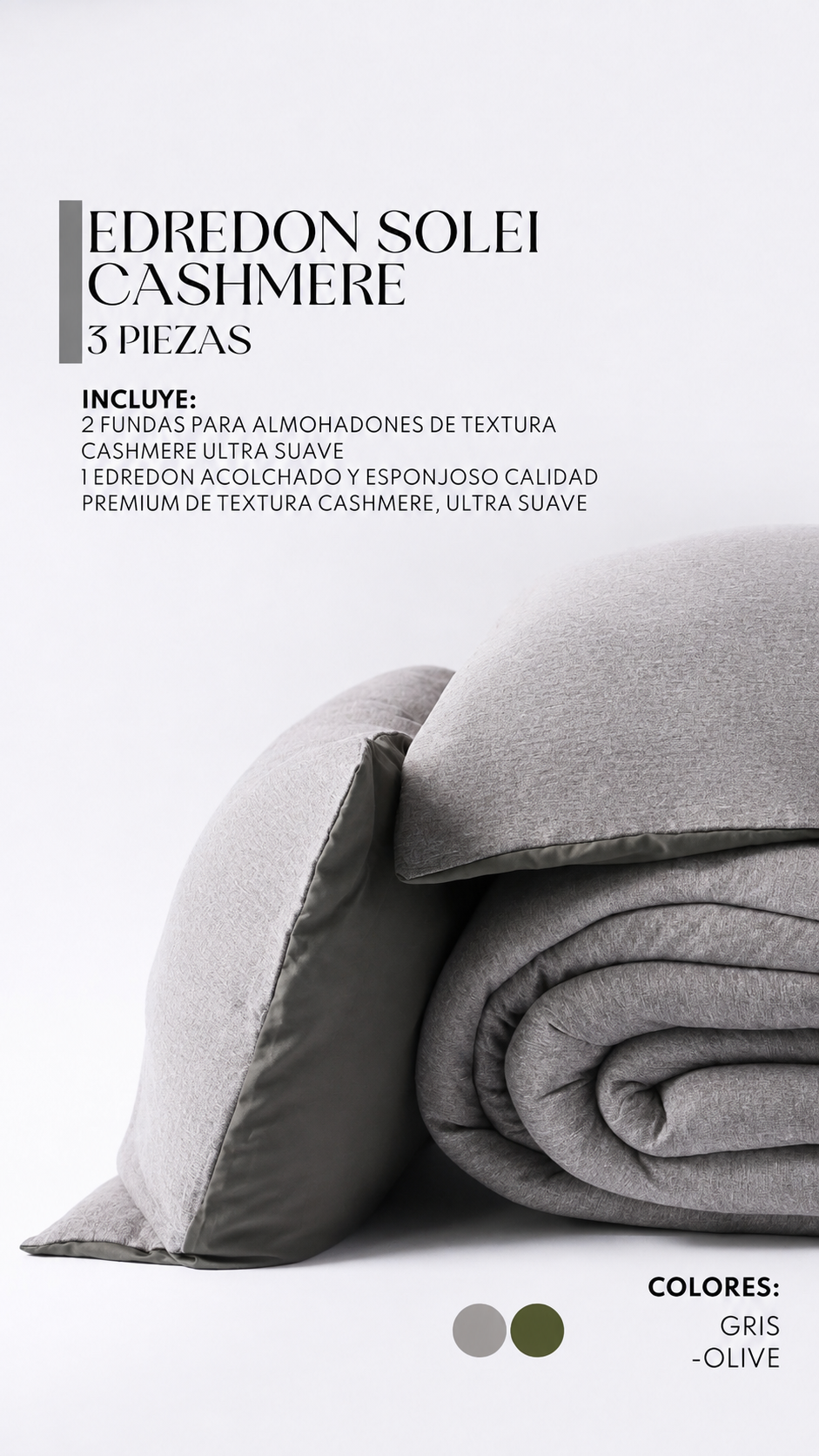 Edredón Solei Cashmere – Set Premium de 3 Piezas