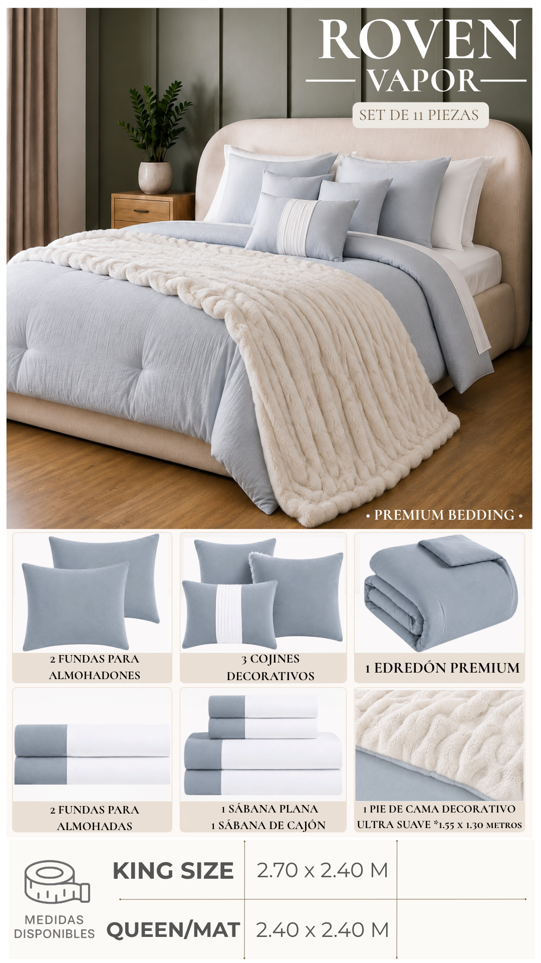 Edredón Roven – Set Premium de 11 Piezas