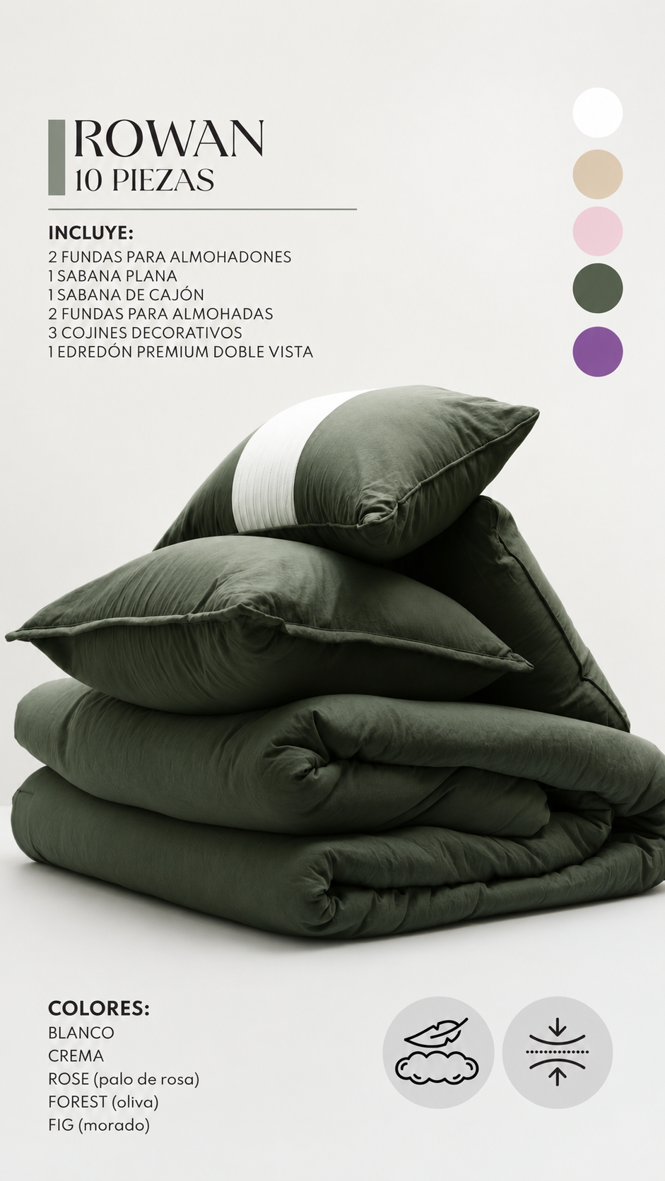 Edredón Premium Rowan - Set de 10 Piezas