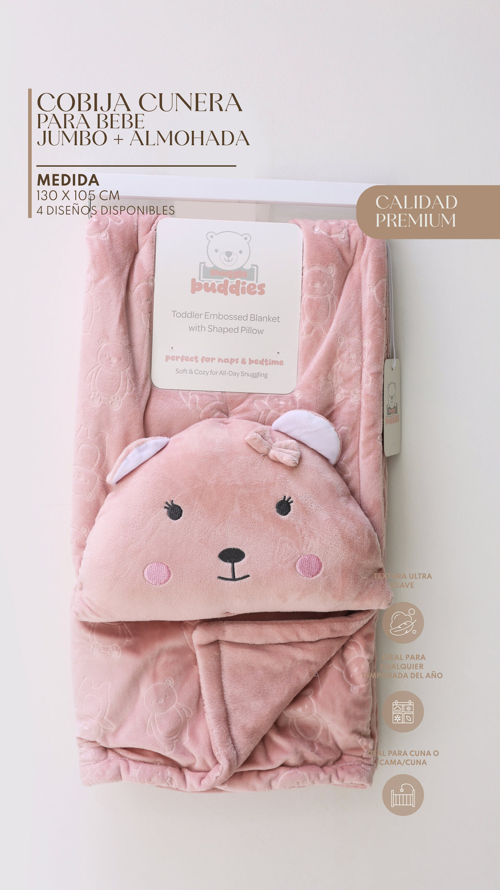 Cobija Cunera Jumbo para Bebé + Almohada – Set de 2 Piezas