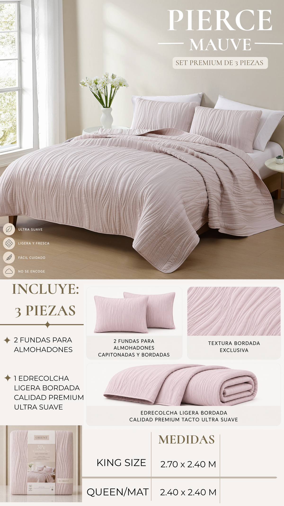 Edrecolcha Pierce – Set Premium de 3 Piezas