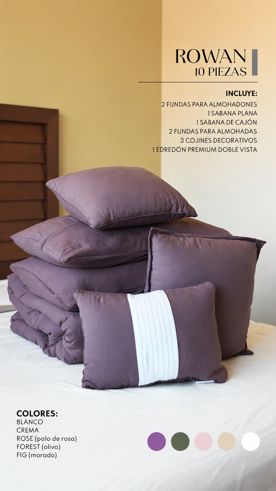 Edredón Premium Rowan - Set de 10 Piezas