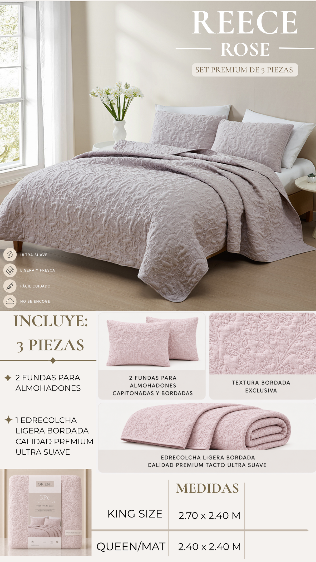 Edrecolcha Reece – Set Premium de 3 Piezas