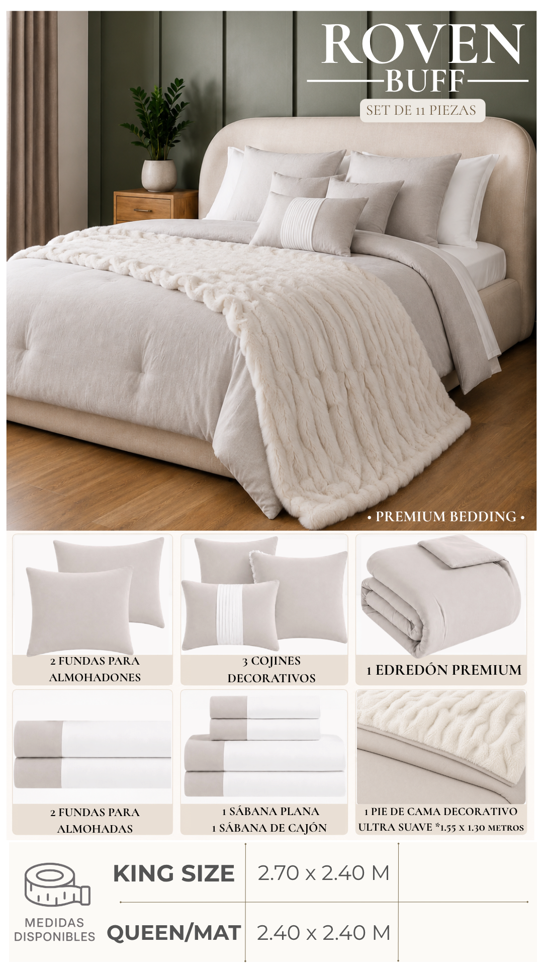 Edredón Roven – Set Premium de 11 Piezas