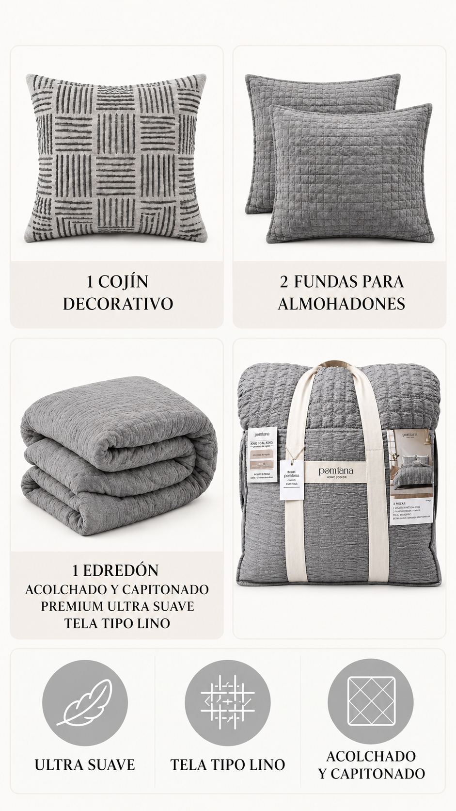 Edredón Chad – Set Premium de 4 Piezas