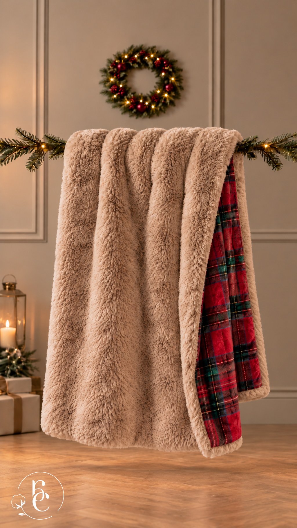 Pie de Cama Creek – Manta Decorativa Premium Doble Vista Pelo Alto Mink