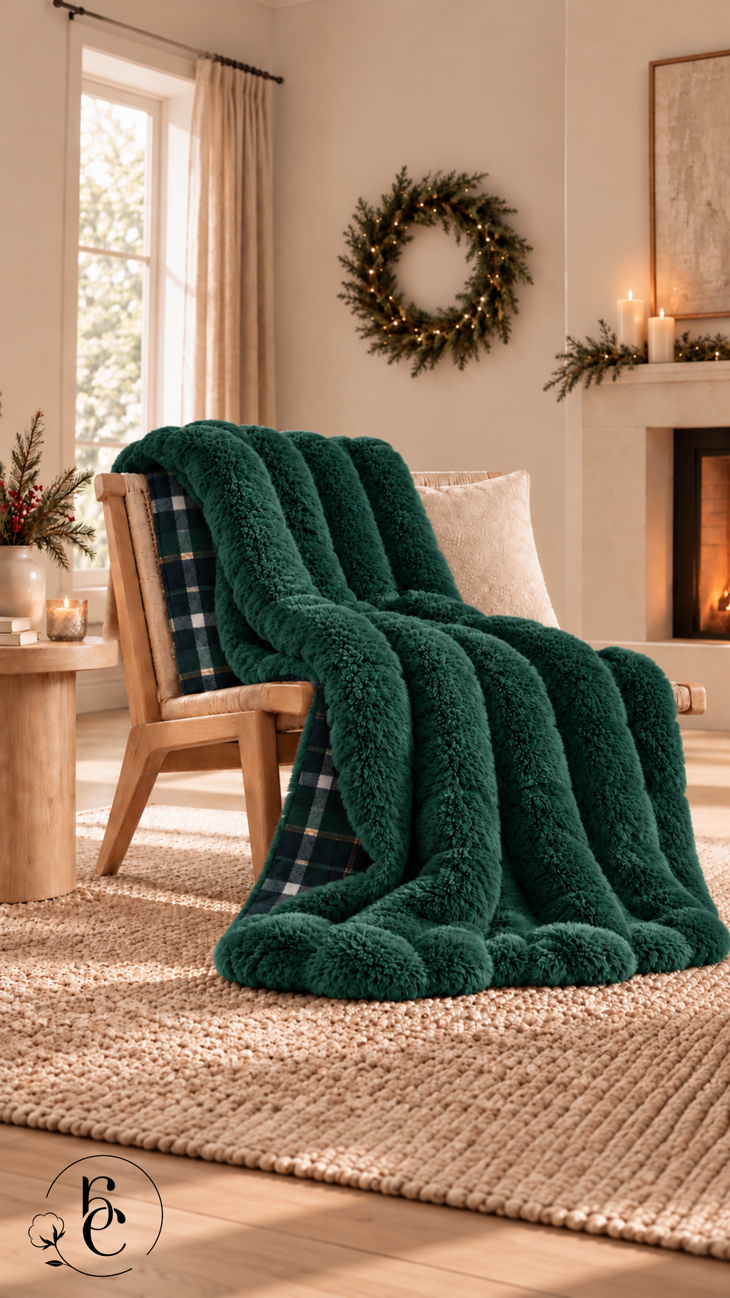 Pie de Cama Creek – Manta Decorativa Premium Doble Vista Pelo Alto Mink