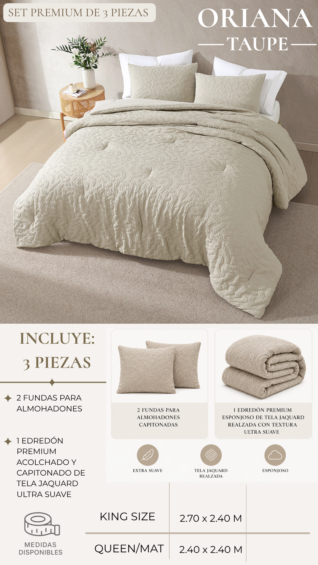 Edredón Oriana – Set Premium de 3 Piezas