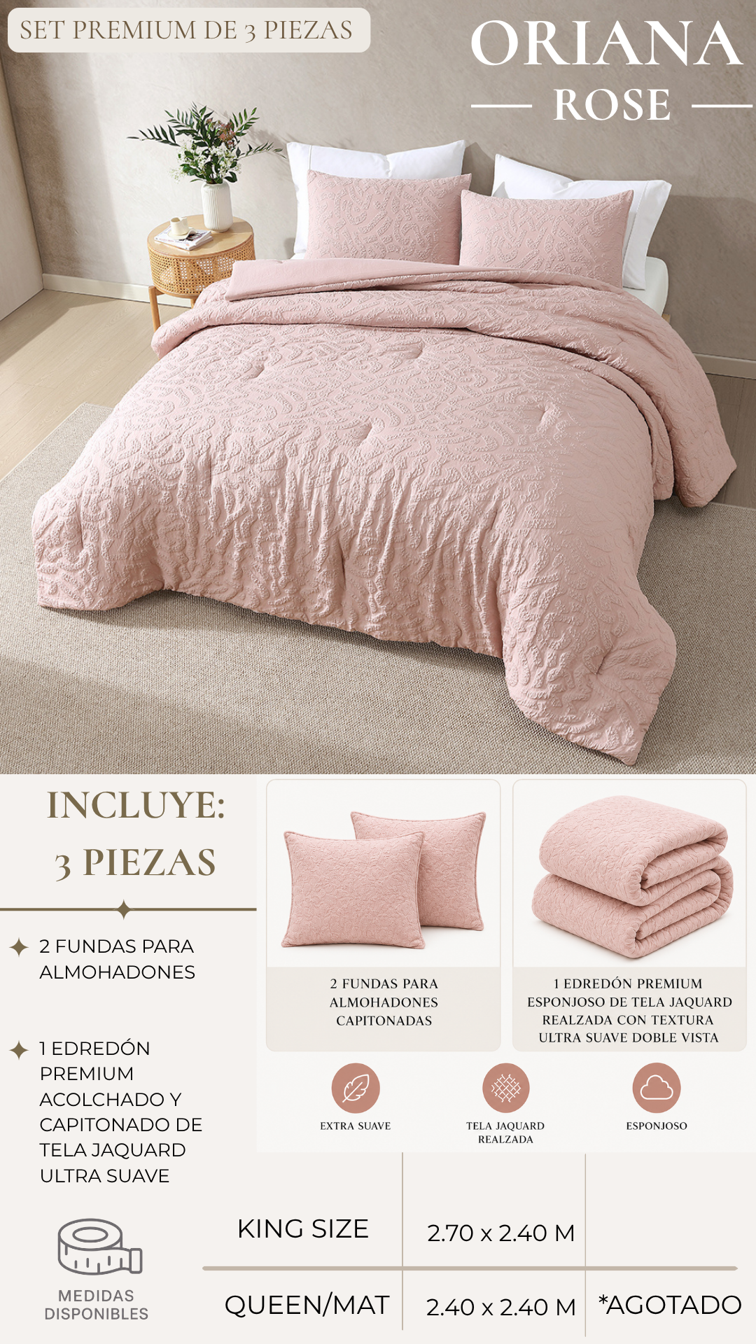 Edredón Oriana – Set Premium de 3 Piezas