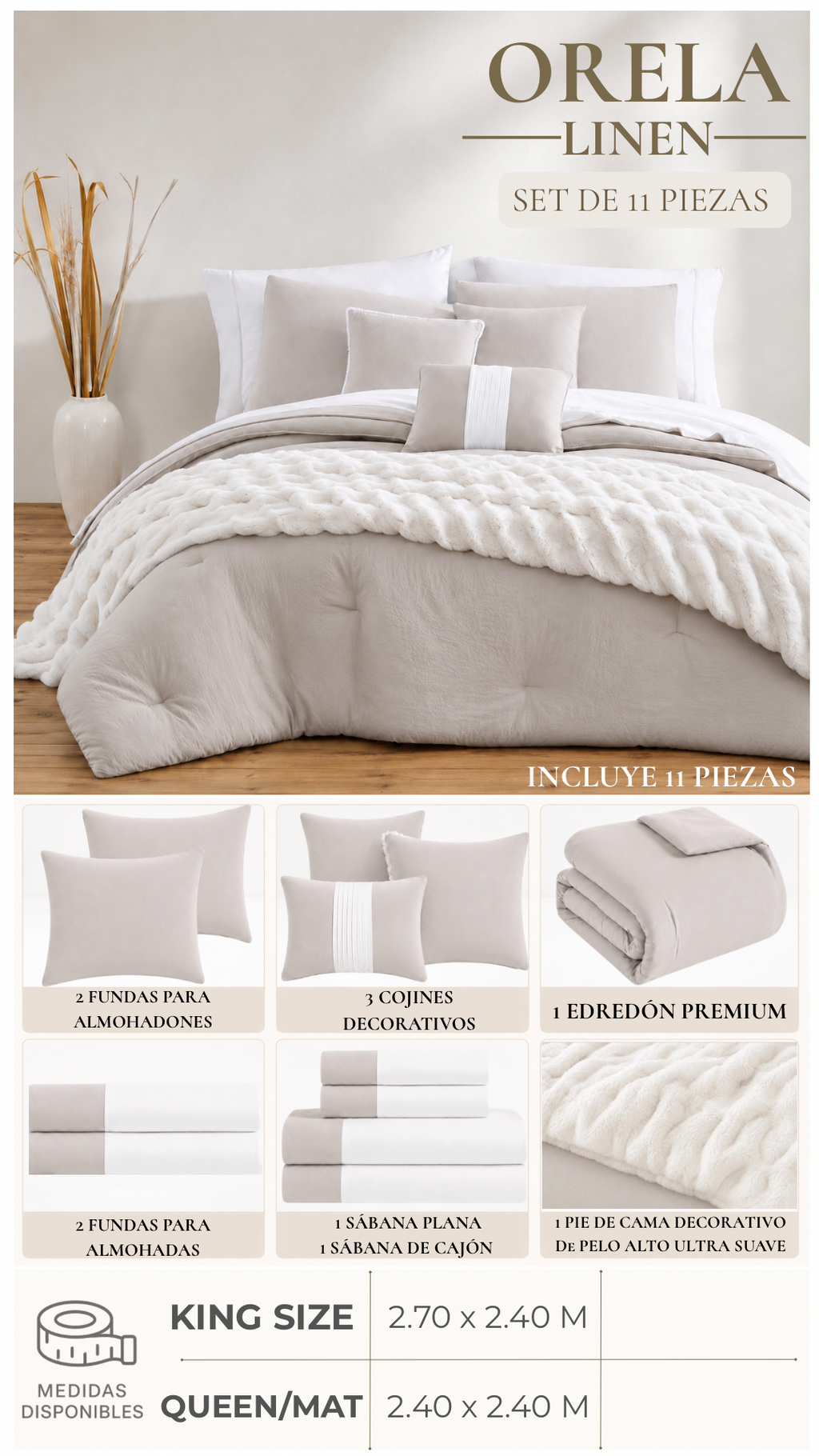 Edredón Orela – Set Premium de 11 Piezas