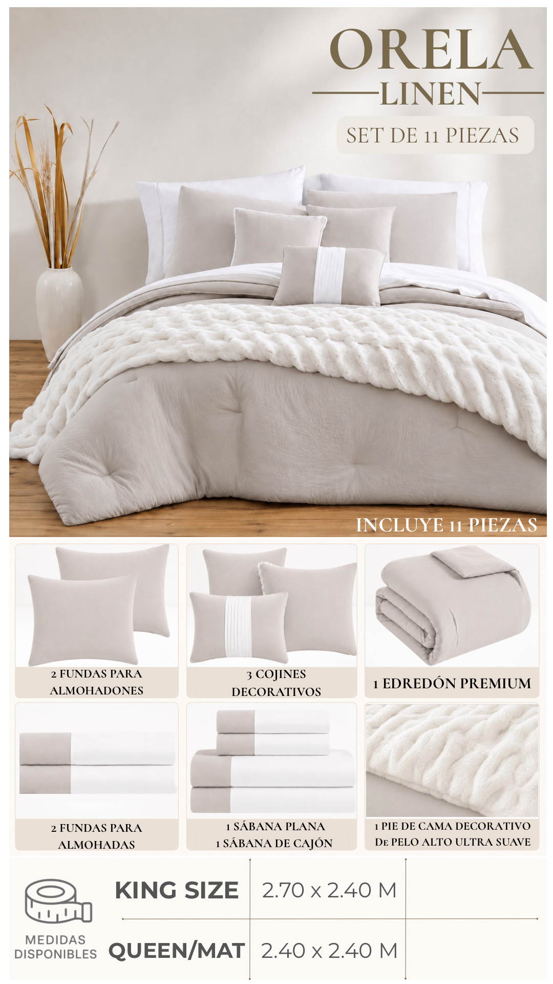 Edredón Orela – Set Premium de 11 Piezas