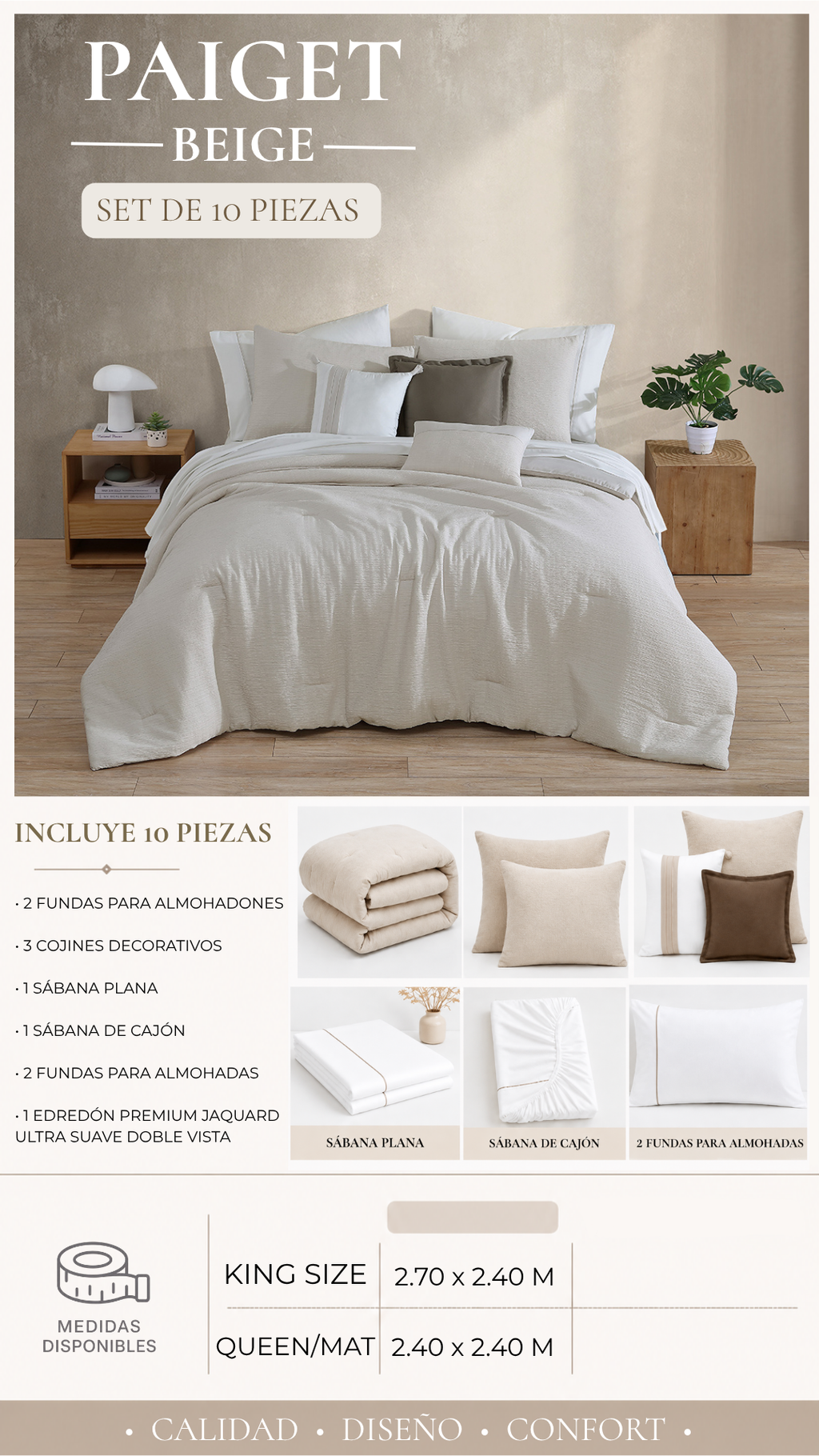 Edredón Paiget – Set Premium de 10 Piezas