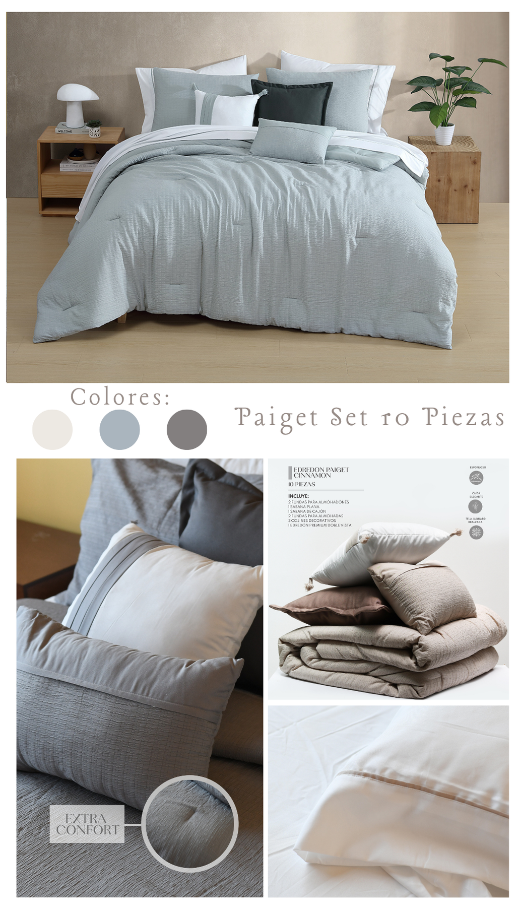Edredón Paiget – Set Premium de 10 Piezas