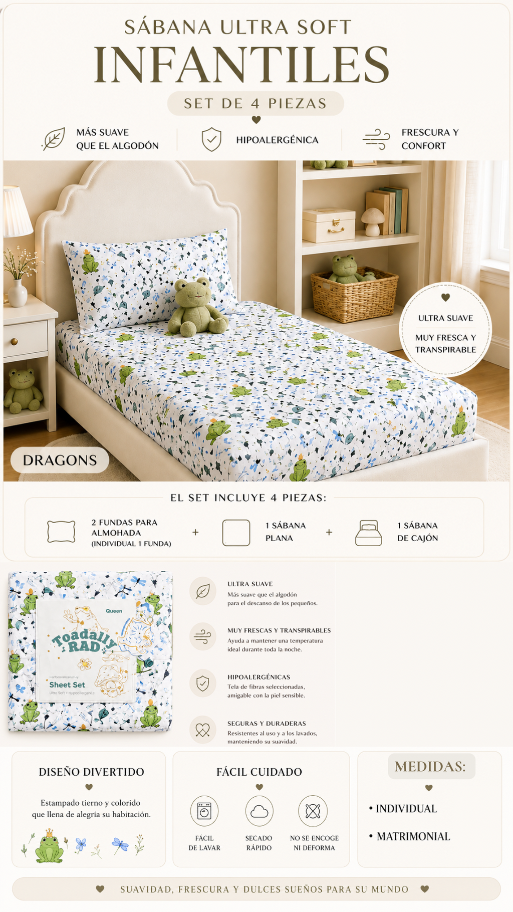 Sábanas Infantiles Ultra Soft – Set de 3 y 4 Piezas
