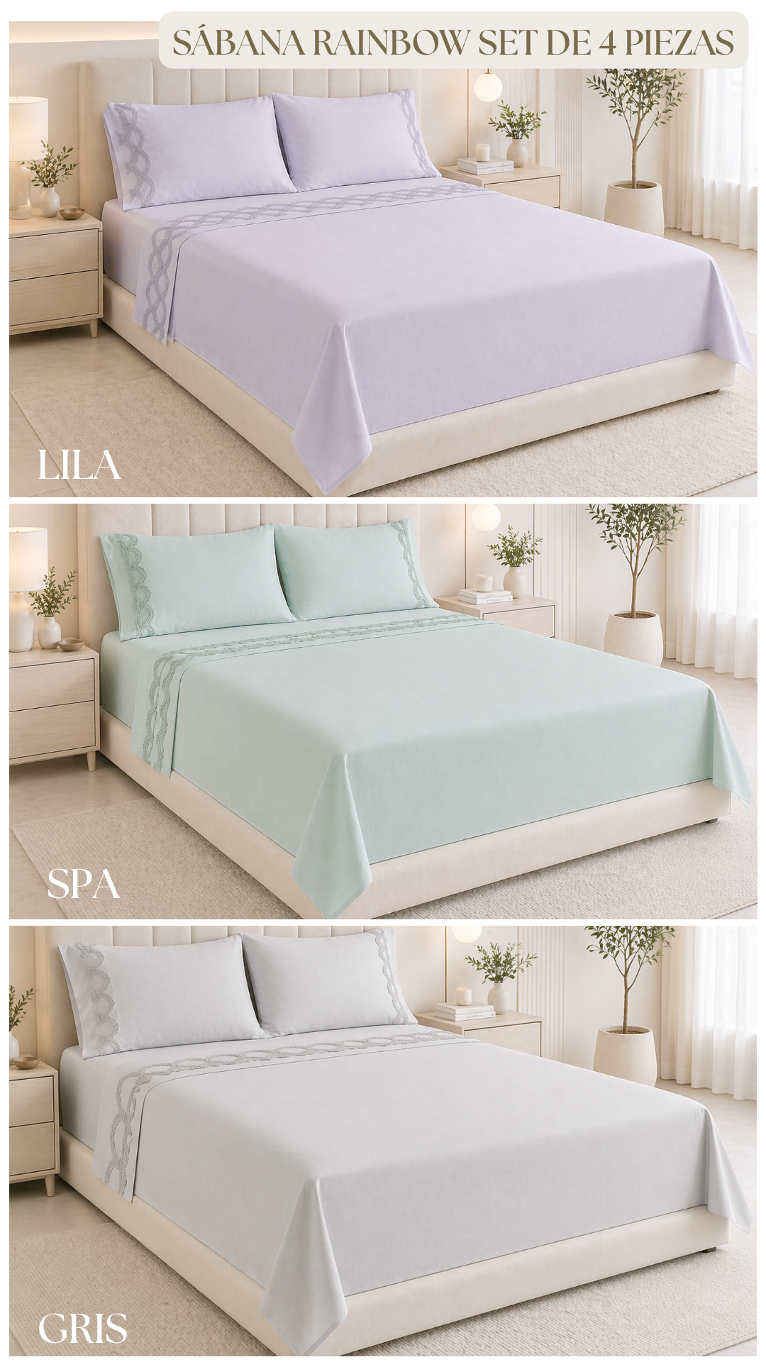 Sábanas Rainbow Premium – Set de 4 Piezas