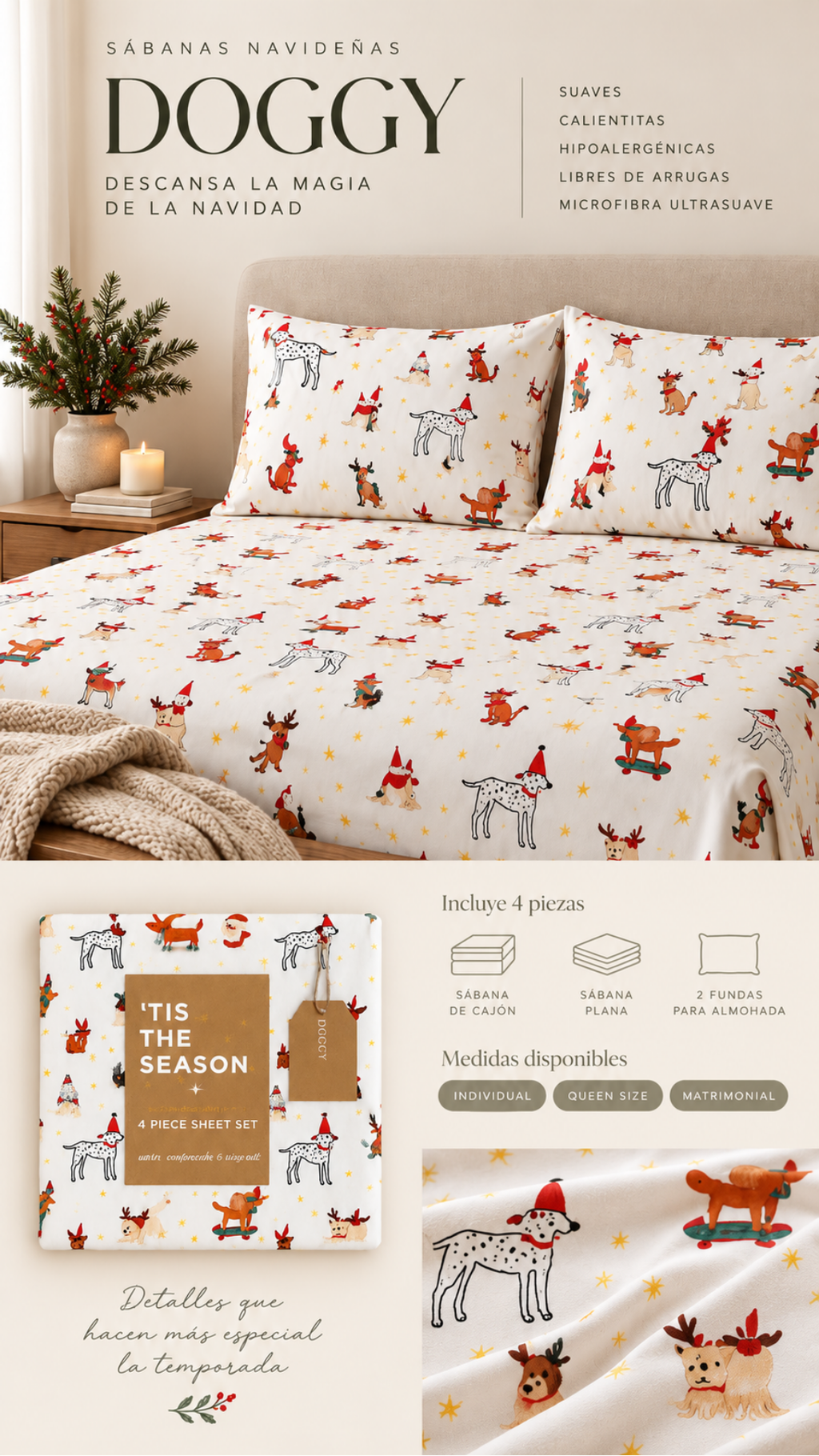 Sábanas Navideñas Ultra Soft – Set de 3 y 4 Piezas