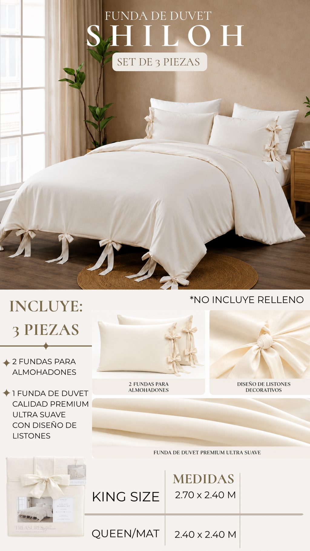 Funda de Duvet Shiloh Cream – Set de 3 piezas