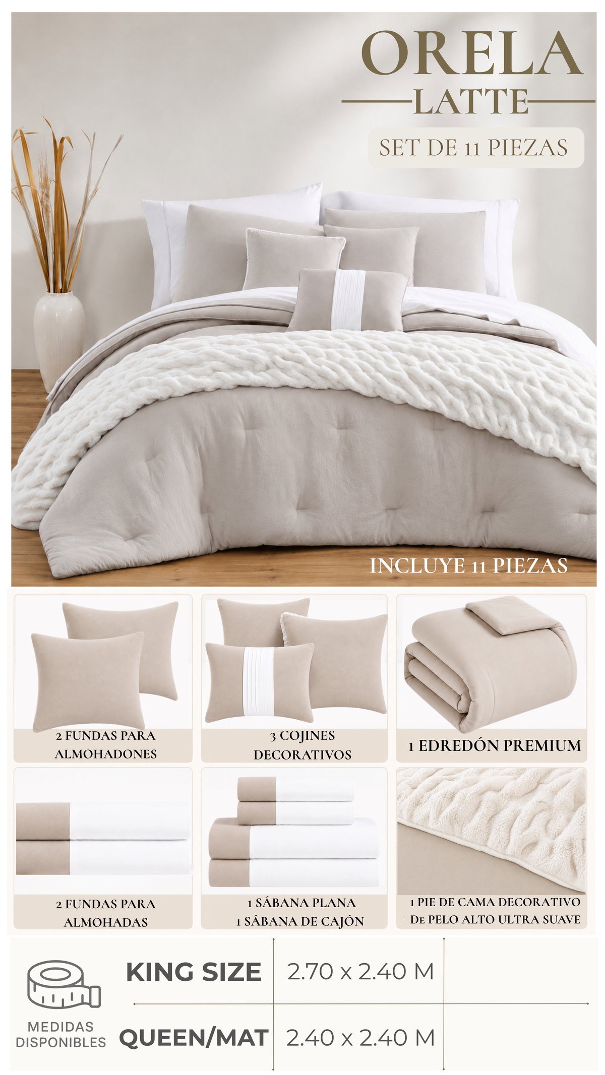 Edredón Orela – Set Premium de 11 Piezas
