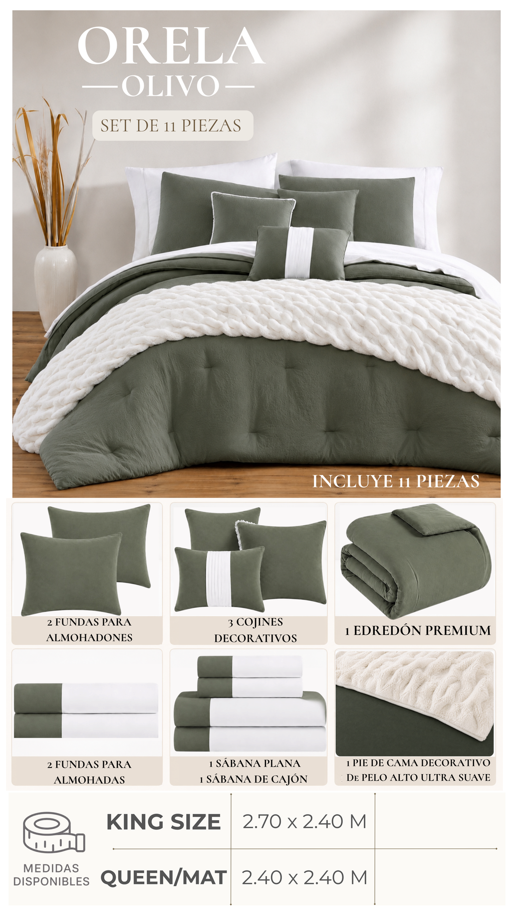 Edredón Orela – Set Premium de 11 Piezas