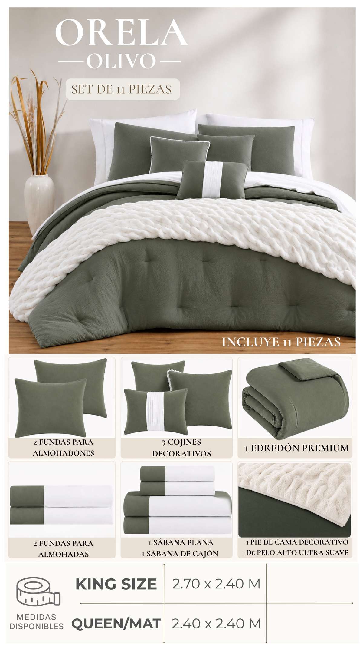Edredón Orela – Set Premium de 11 Piezas