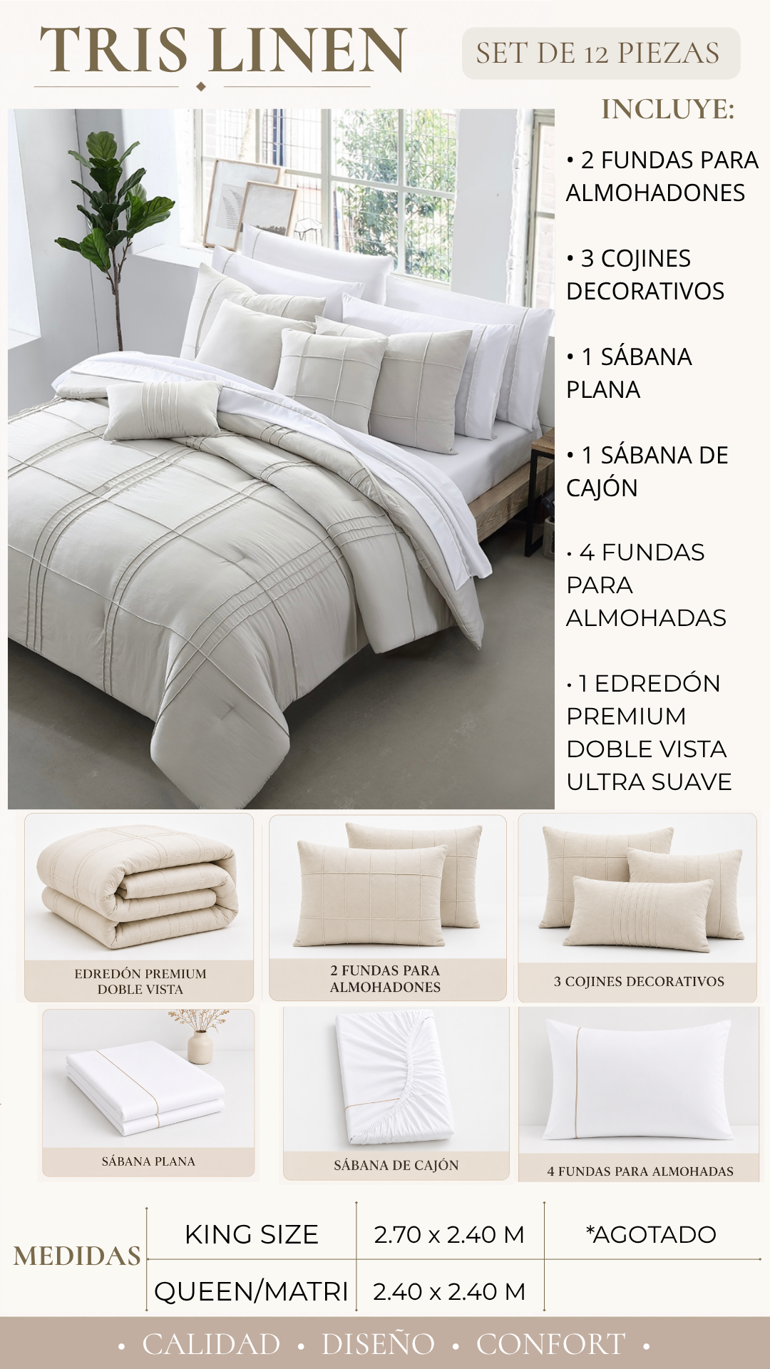 Edredón Tris – Set Premium de 12 Piezas
