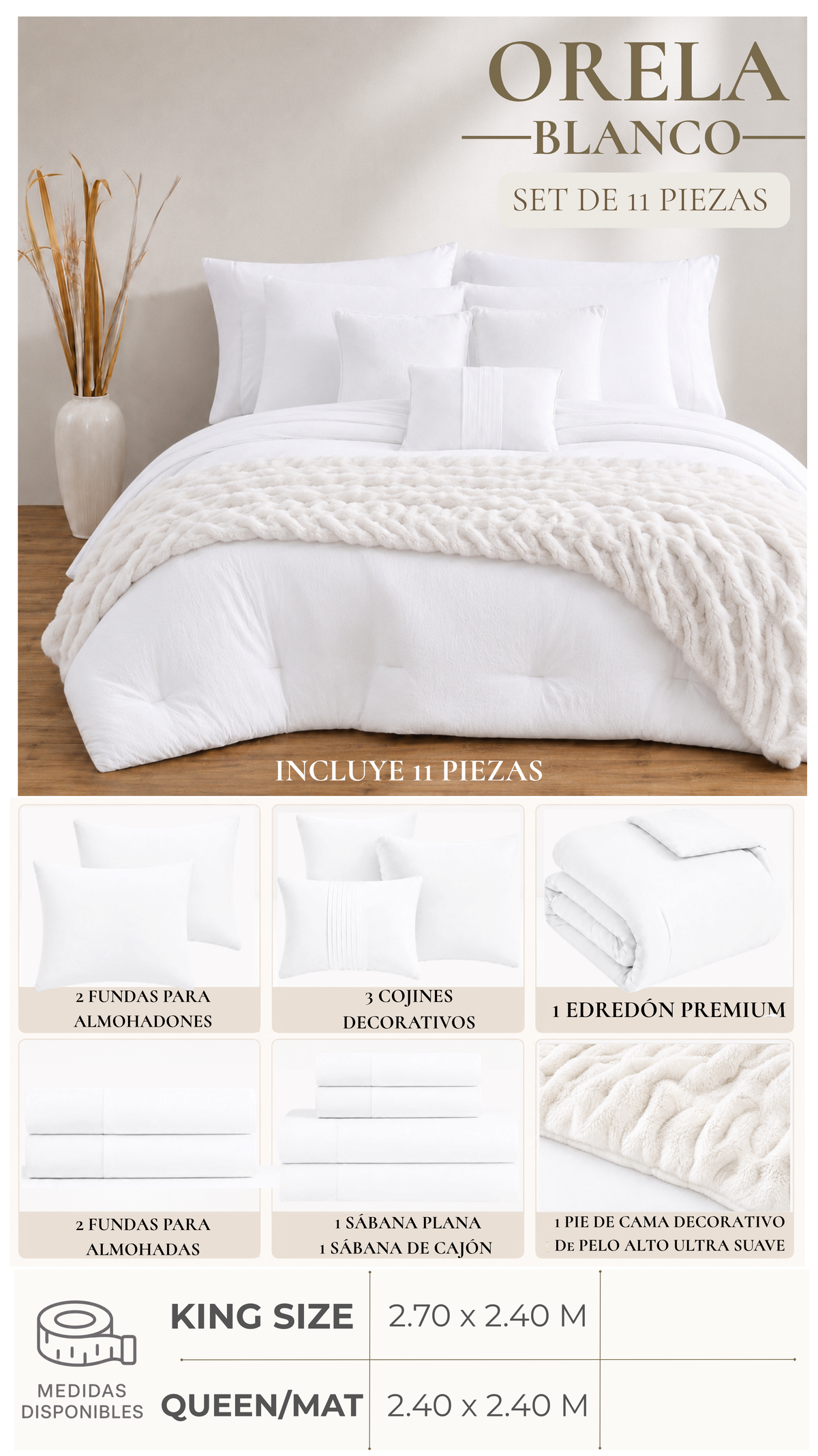 Edredón Orela – Set Premium de 11 Piezas