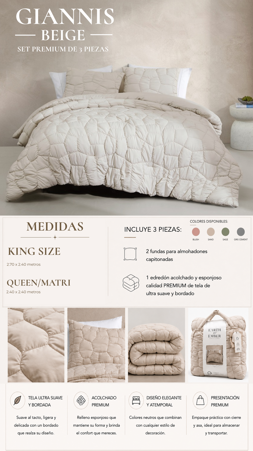 Edredón Giannis – Set Premium de 3 Piezas