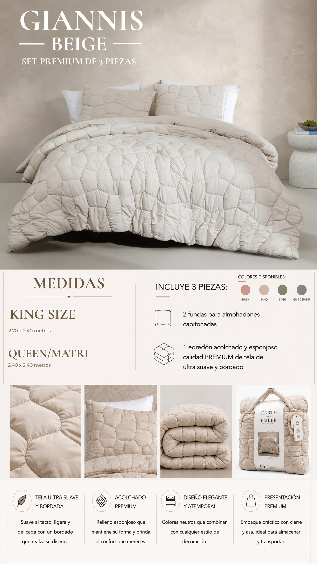 Edredón Giannis – Set Premium de 3 Piezas