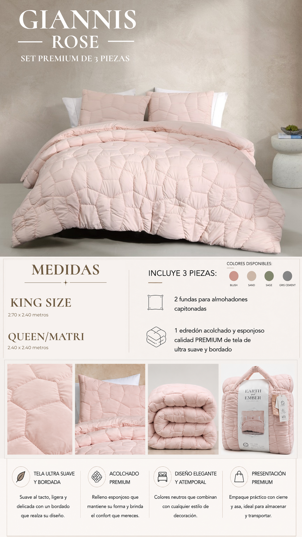 Edredón Giannis – Set Premium de 3 Piezas