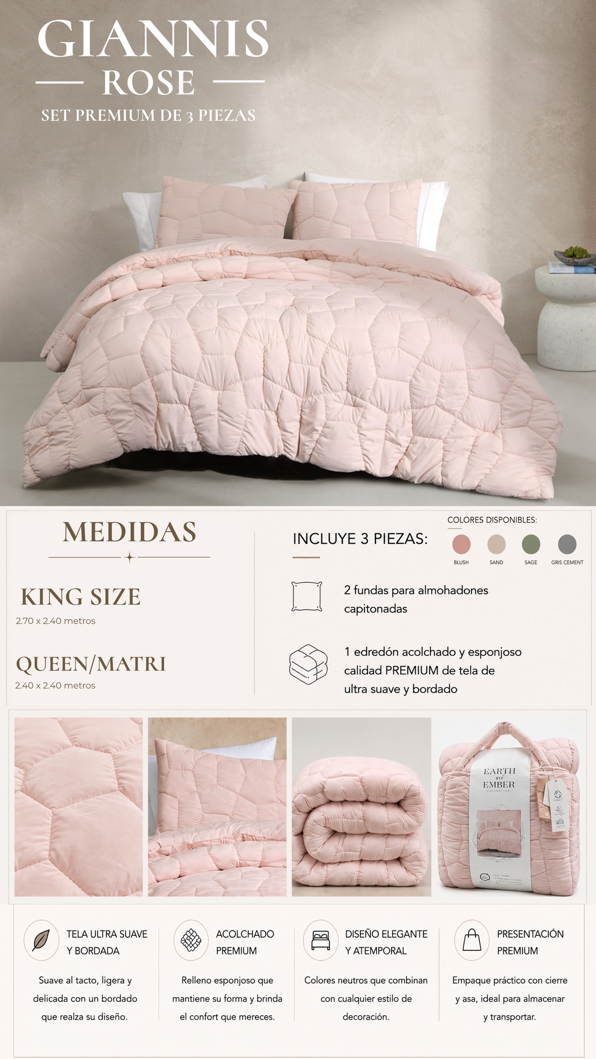 Edredón Giannis – Set Premium de 3 Piezas