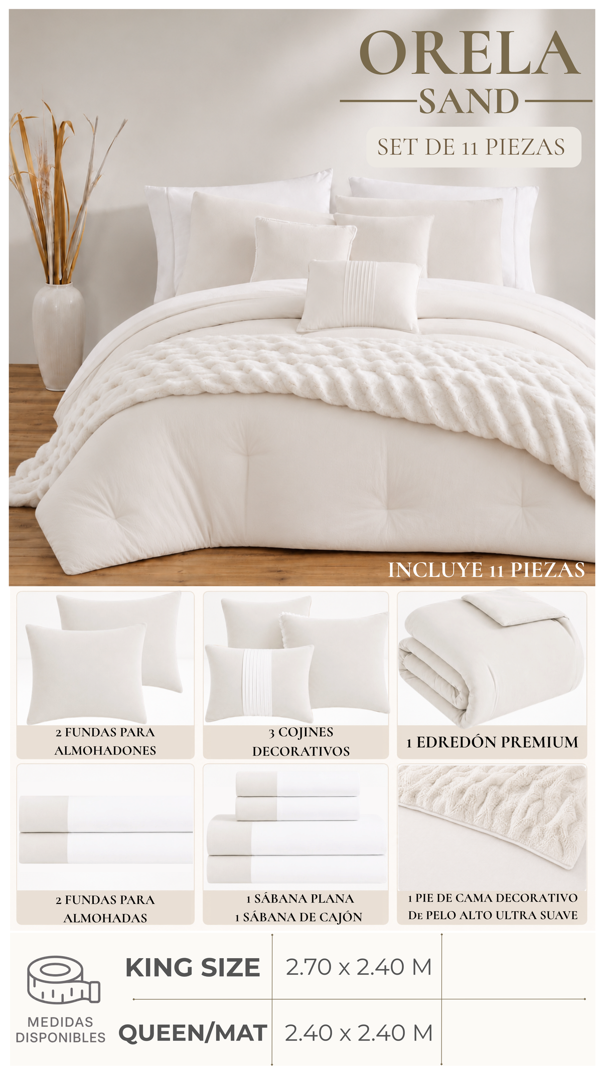 Edredón Orela – Set Premium de 11 Piezas