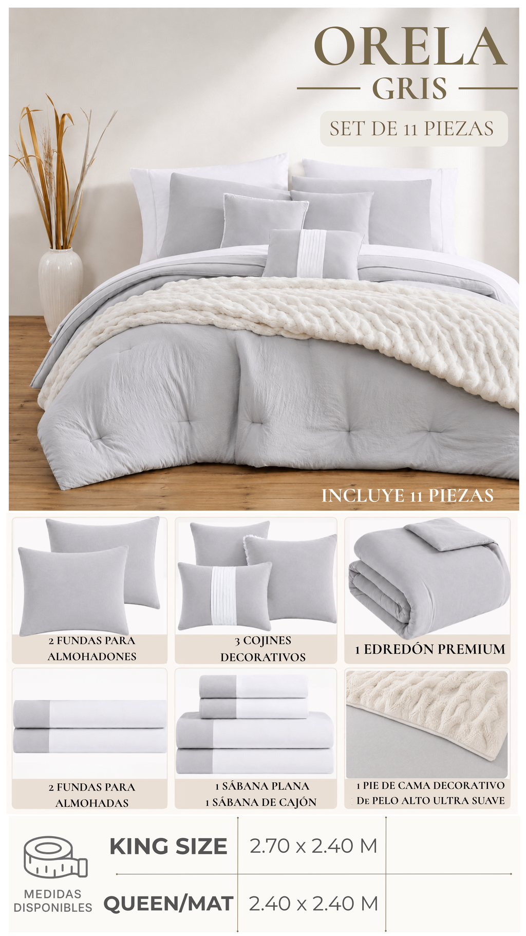 Edredón Orela – Set Premium de 11 Piezas