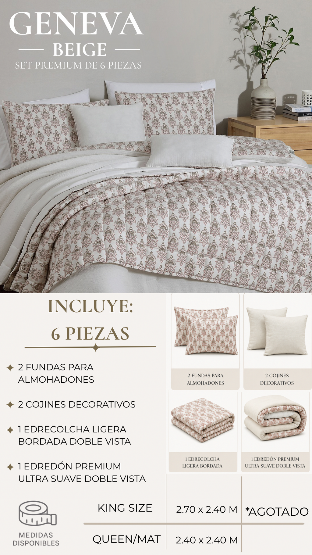 Edredón Geneve – Set Premium de 6 Piezas