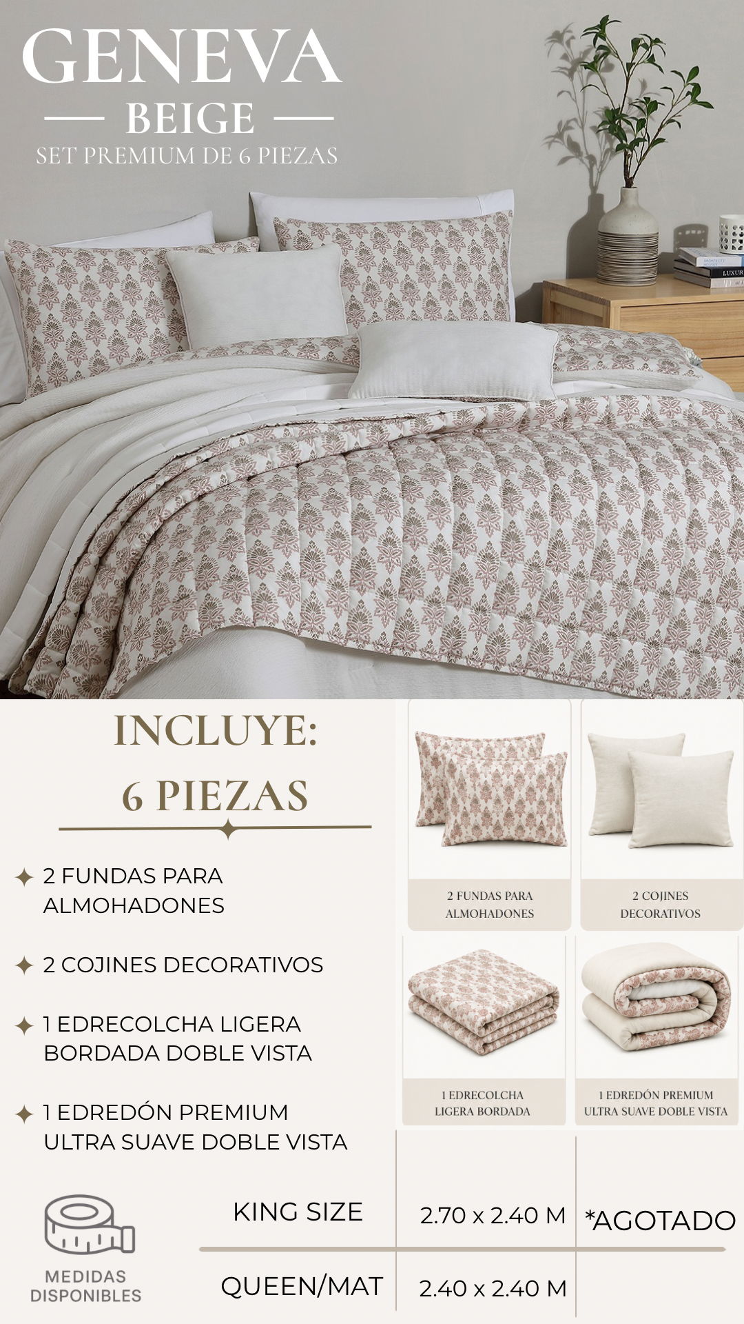 Edredón Geneve – Set Premium de 6 Piezas